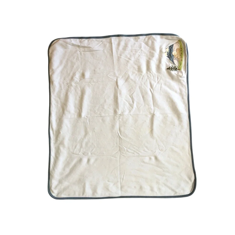 Gymboree Receiving Baby Blanket Blue Mountain Goat Embroidered‎ Cotton VTG 2006